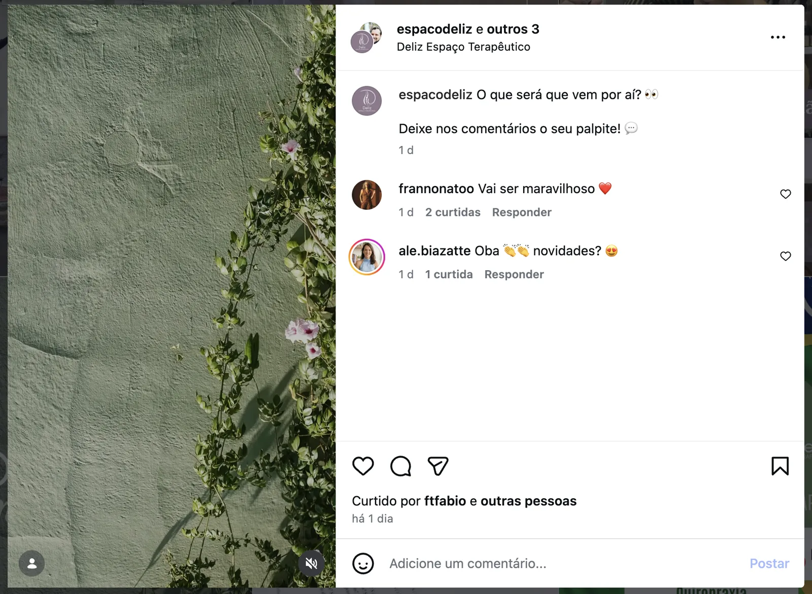 Post do feed antigo da Deliz sobre acolhimento e bem-estar