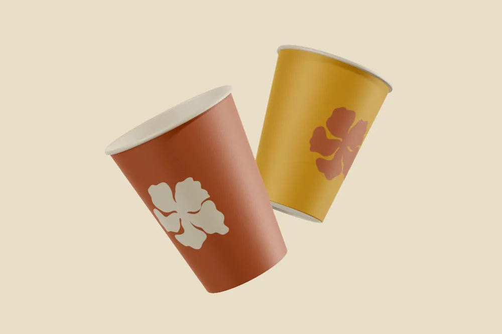 Copos de papel — Terracota e Sol com a Flor