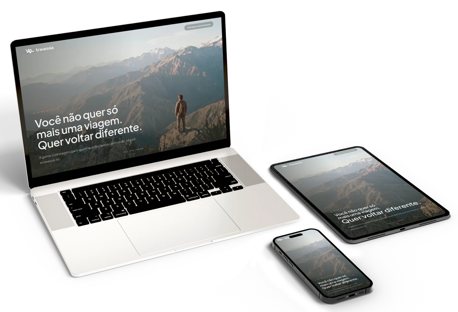 Site da Travessia em notebook, tablet e celular